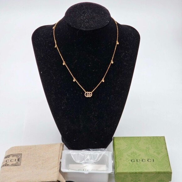 Gucci GG Running 18k Gold Diamond Necklace Brand New 900-042425 - Picture 15 of 15